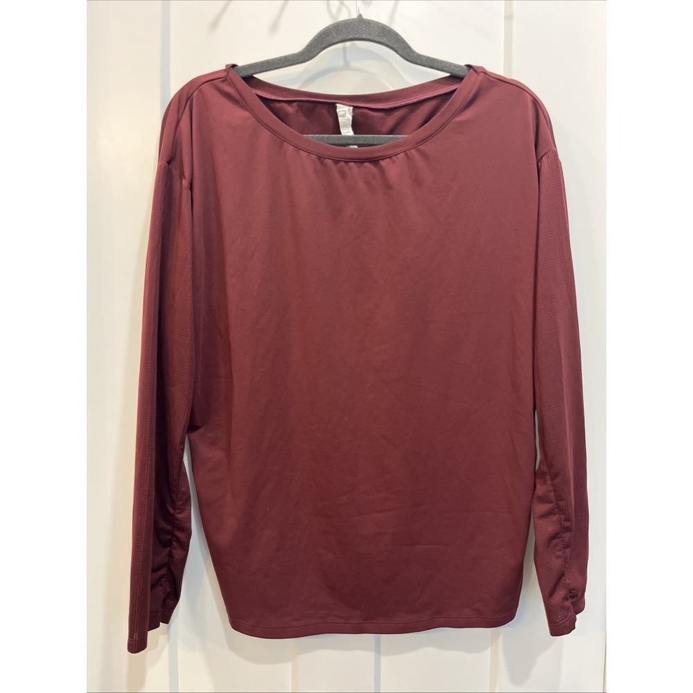 Fabletics Dark‎ Red Cashel Athletic Long Sleeve Top Women's Size Medium
